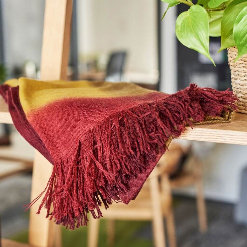 Marigold merino ombre handloom throw and blanket scarf – One Affirmation