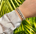 Luxury simulated diamond tennis bracelet stacked with bangles