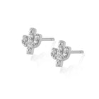 Close-up of pave CZ Mini Cactus Studs on white background
