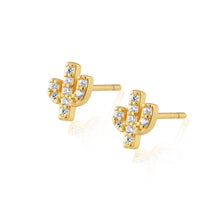 Mini Cactus Stud earrings with pave CZ stones