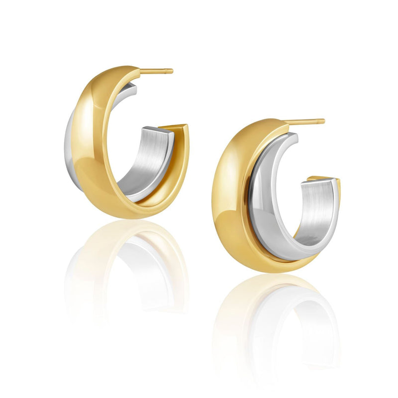 Mini Whitney Two Tone Hoop Earrings close-up