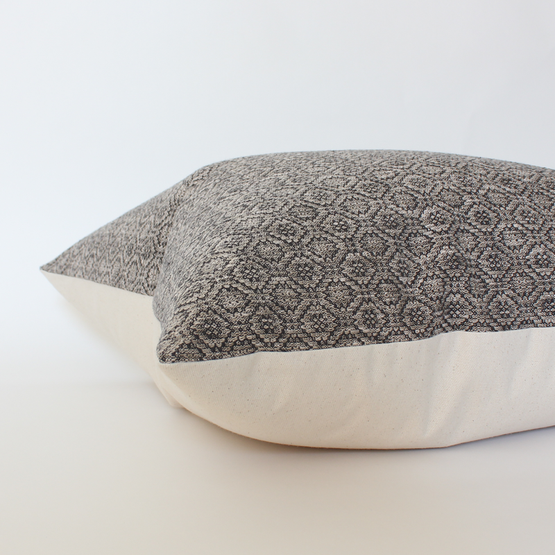 Nyla taupe and gray geometric pillow cover, view 2