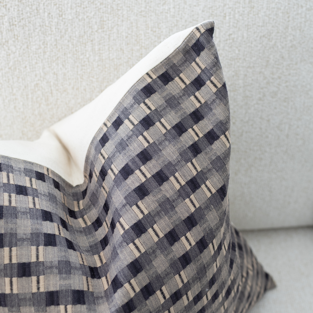 Paris brown and taupe plaid pillow cover, view 4