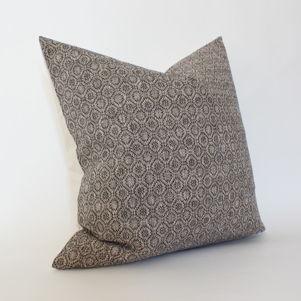 Nyla taupe and gray geometric pillow cover, view 4