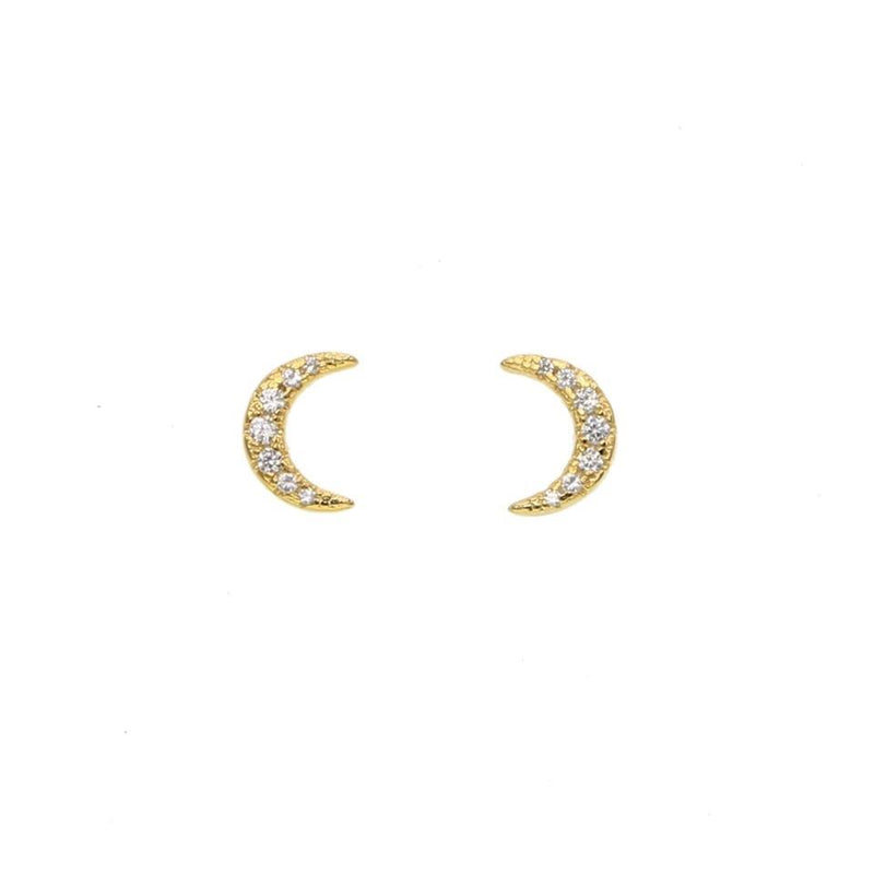 Sterling silver Moon Stud Earrings close-up