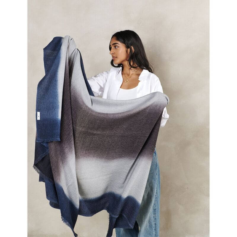 Moonstruck blue gray handloom handspun merino throw – One Affirmation