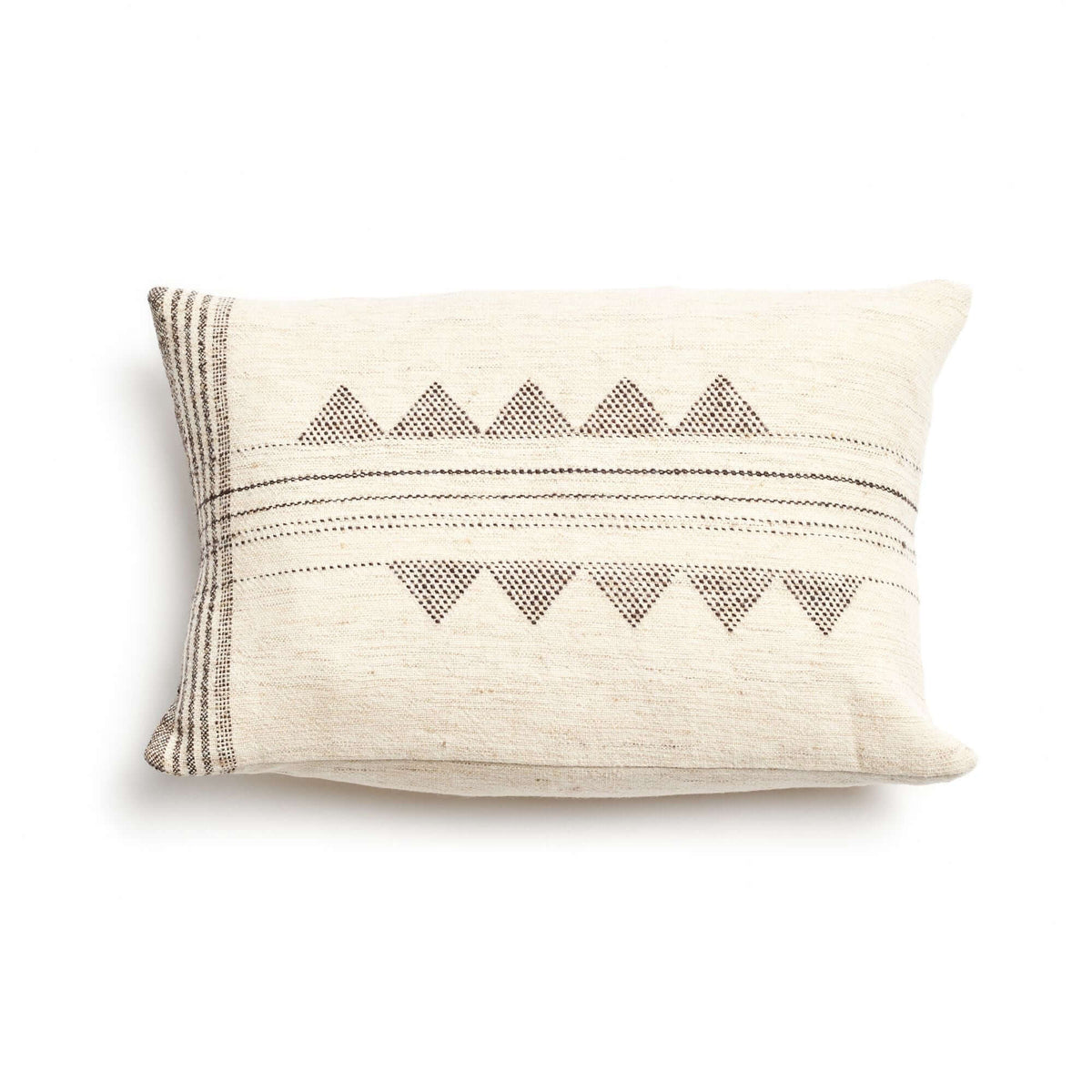 Kora white and black handloom small lumbar pillow cover, 15x25 – One Affirmation