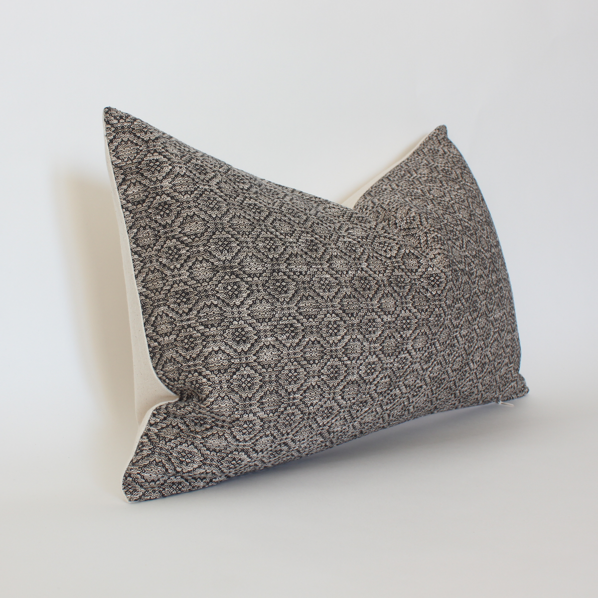 Nyla taupe and gray geometric pillow cover, view 5