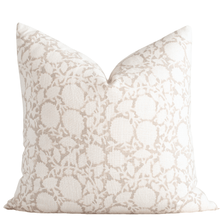Luana Floral Block Printed Pillow Cover | Beige/Brown