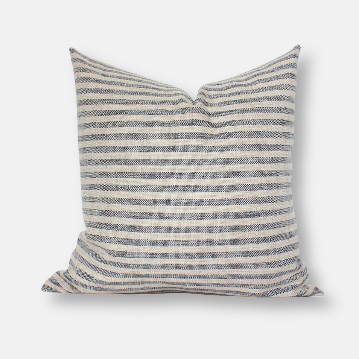 Sanford beige and denim blue stripe pillow cover