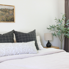 Luna cream and taupe botanical floral pillow cover, view 5
