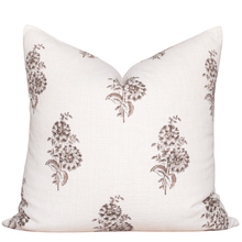 Marisol Floral Block Printed Pillow Cover | Brown