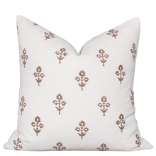 Mia Floral Block Printed Pillow Cover | Brown