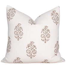 Solana Floral Block Printed Pillow Cover | Brown