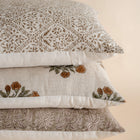 Margot Floral Block Printed Pillow Cover | Mustard, Green