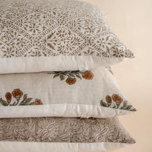 Margot Floral Block Printed Pillow Cover | Mustard, Green