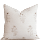 Ella Floral Block Printed Pillow Cover | Light Brown + Terracotta Detail