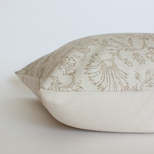 Luna cream and taupe botanical floral pillow cover, view 2