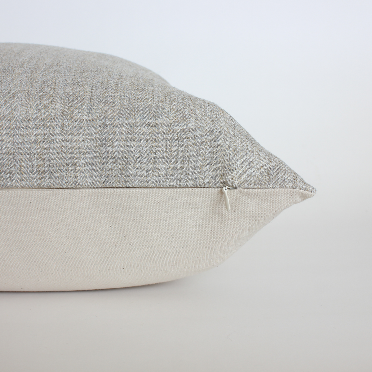 Pelham warm gray herringbone pillow cover, view 6
