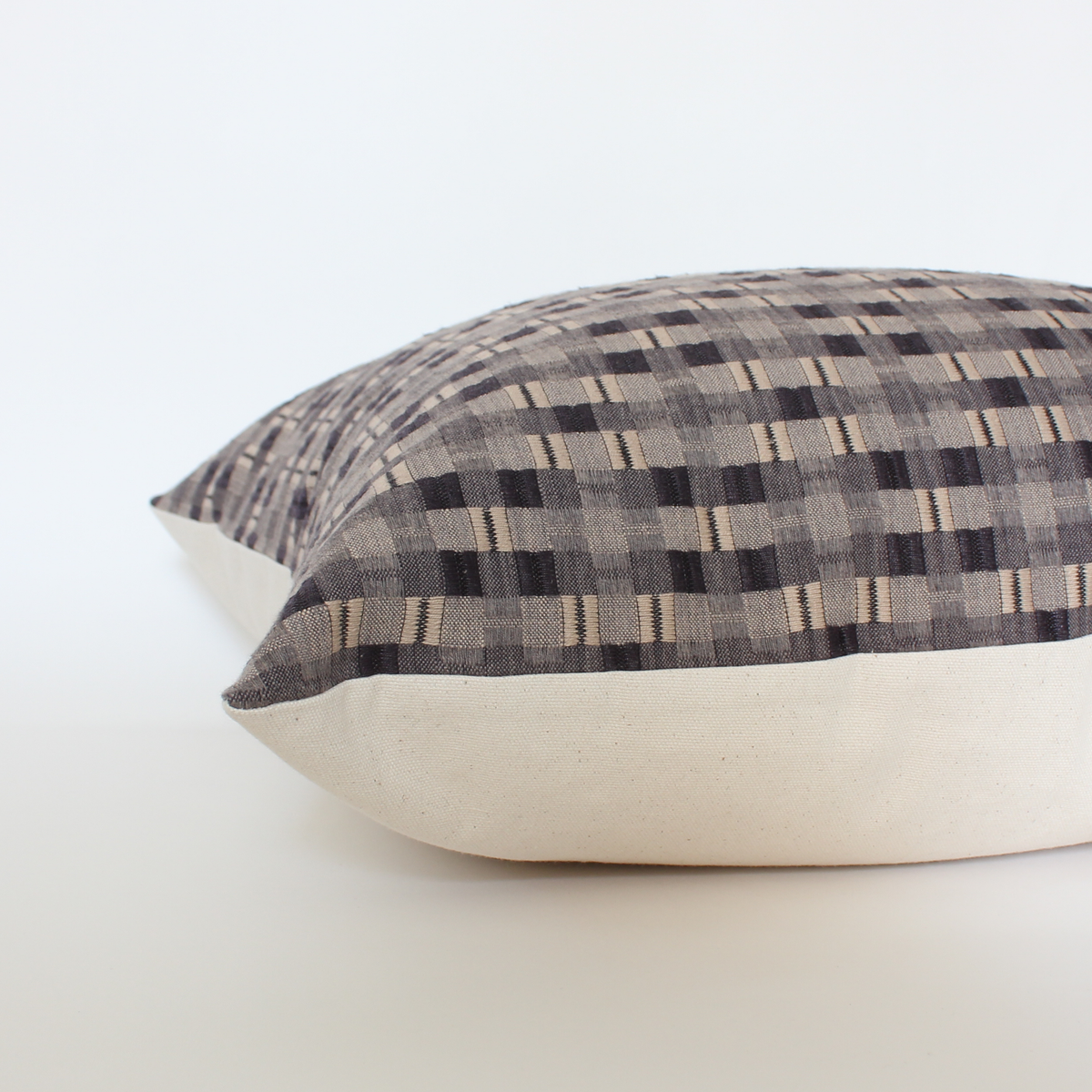 Paris brown and taupe plaid pillow cover, view 3