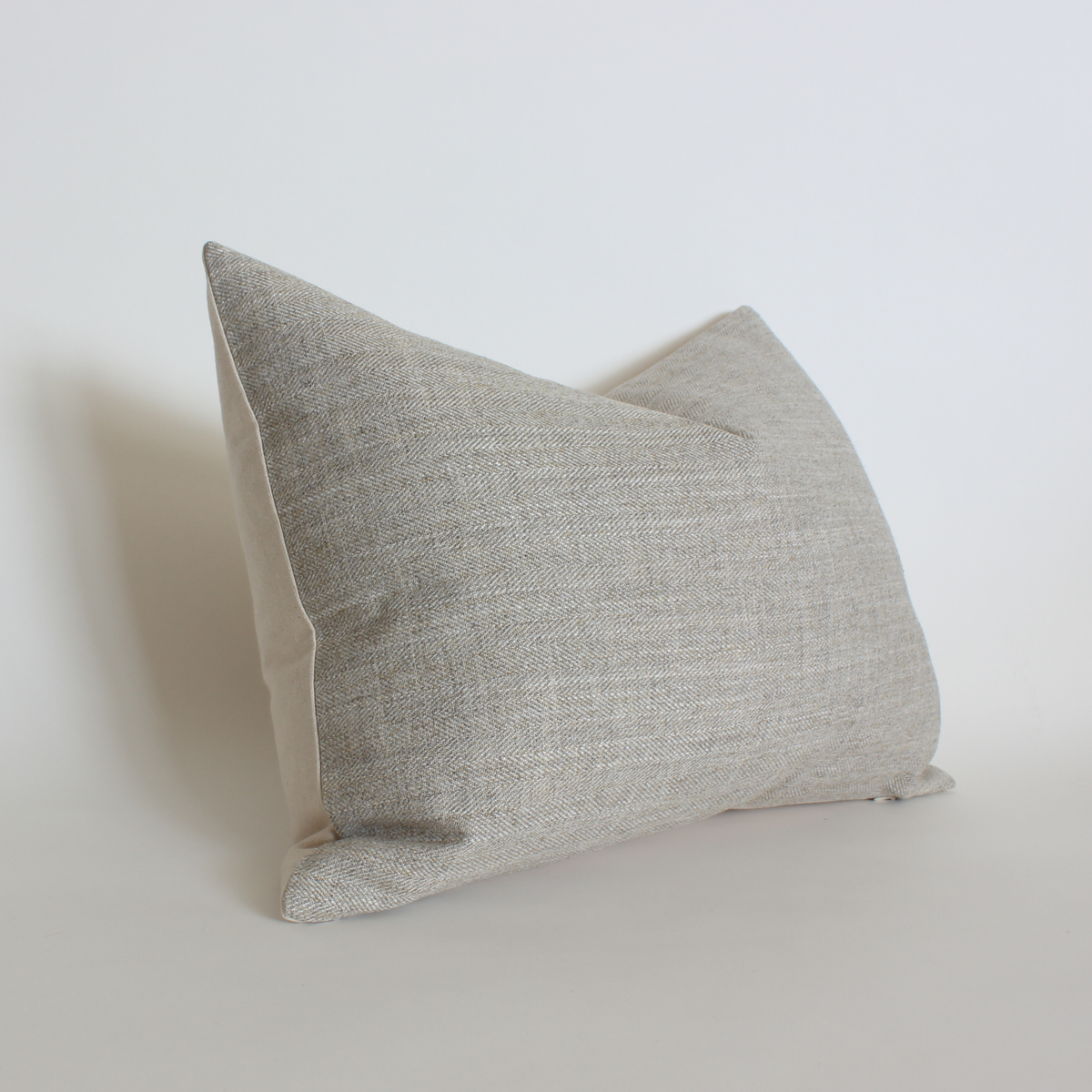 Pelham warm gray herringbone pillow cover, view 7