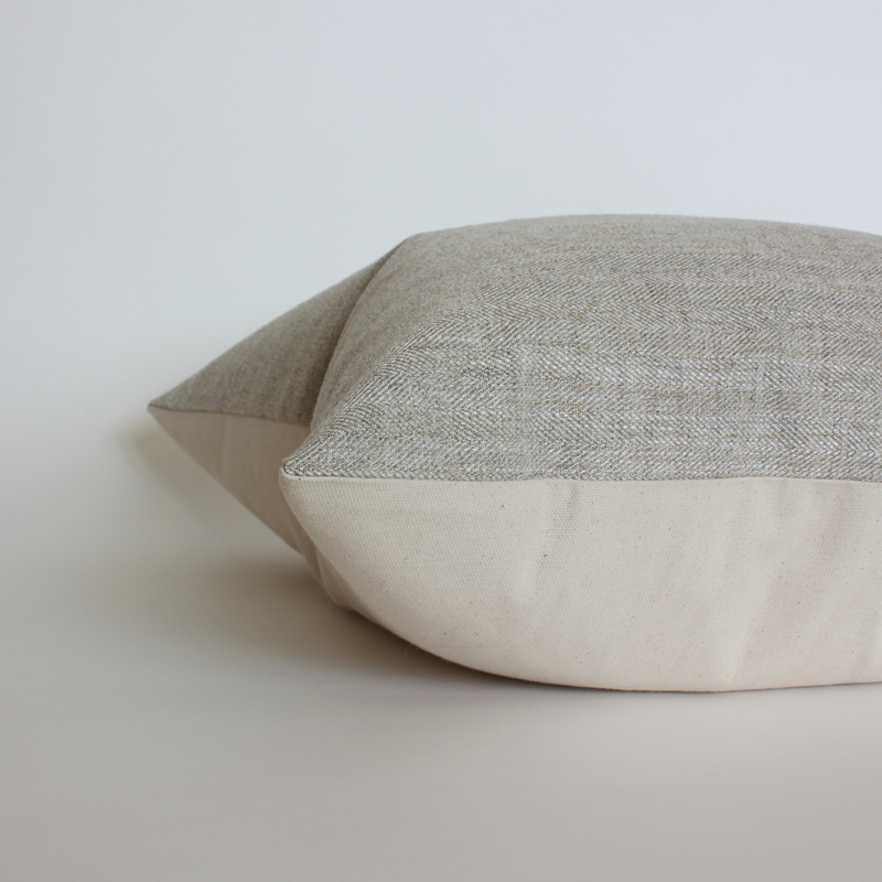 Pelham warm gray herringbone pillow cover, view 2