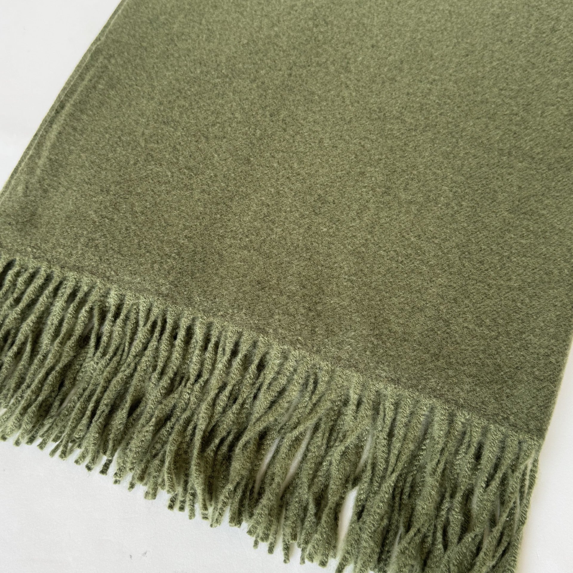 Soft Olive Green Fringe Throw Blanket