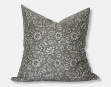 Olive green floral pillow cover