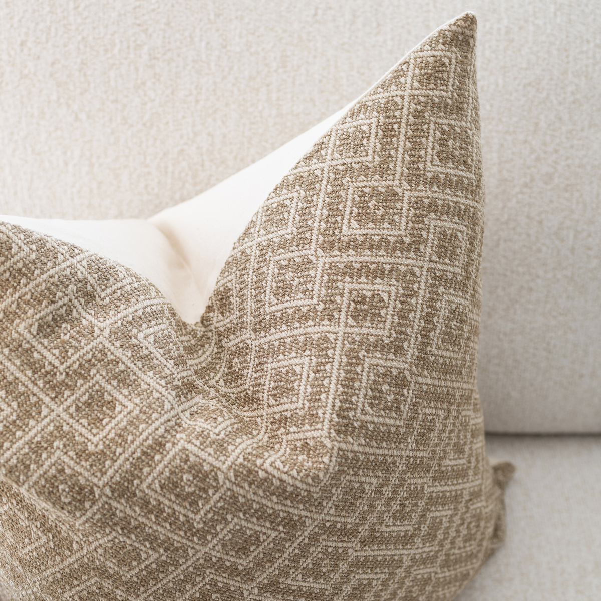 Everly taupe diamond texture pillow cover, view 2
