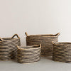 Handwoven Fair Trade striped jute storage basket