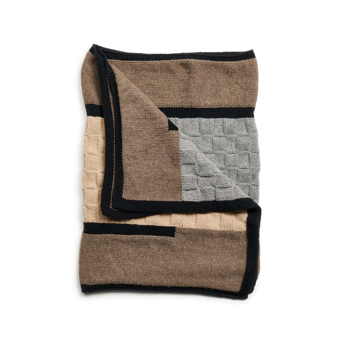 Muhu brown gray hand knitted alpaca blanket shawl – One Affirmation