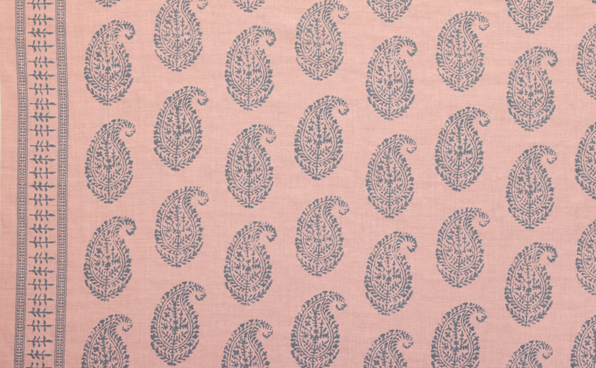 Ready to Ship, 22x22, Kashmir Paisley Pillow Cover in Pink and Blue, Peter Dunham Designer Fabrics