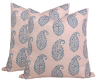 Ready to Ship, 22x22, Kashmir Paisley Pillow Cover in Pink and Blue, Peter Dunham Designer Fabrics