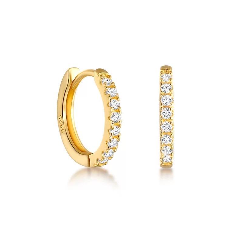 Pavé huggie hoop earrings with cubic zirconia