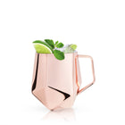 Seneca faceted copper Moscow Mule mug on bar cart