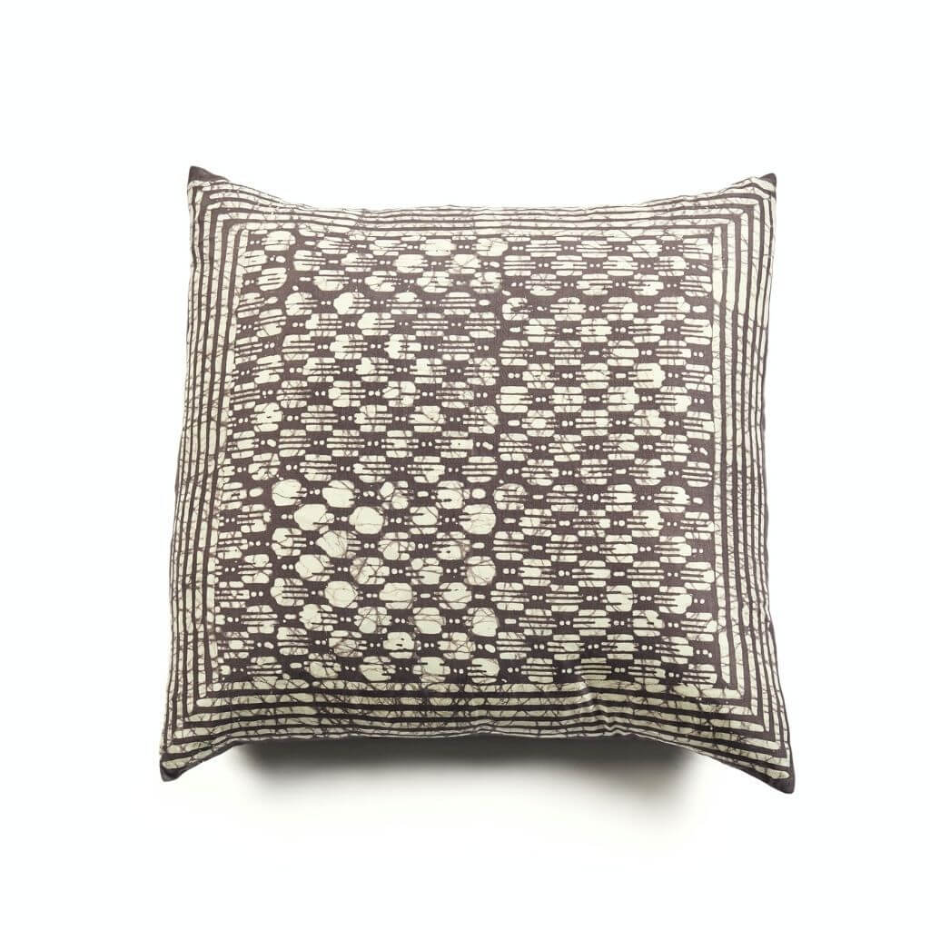 Oasis Gold wax block print mulberry silk pillow cover, 20x20 – One Affirmation