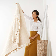 Sea Shell white textured checks handloom cotton throw – One Affirmation