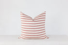 Scarlett red and cream ticking stripe pillow cover, view 2