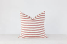 Scarlett red and cream ticking stripe pillow cover, view 2