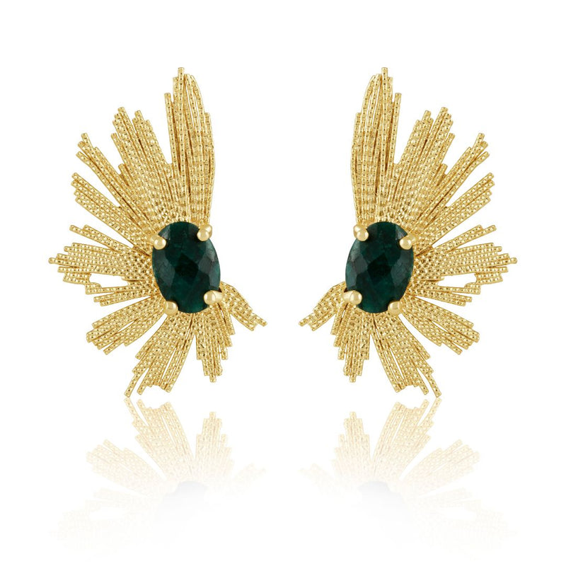 Marielle Emerald Earrings with gold-plated finish