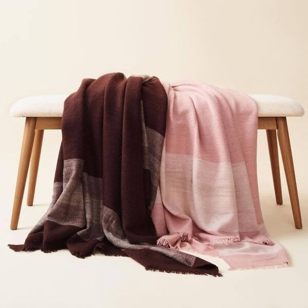 Rosa pink plush merino queen bedspread large throw – One Affirmation