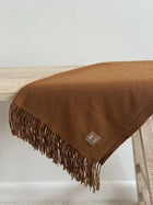 Soft Rust Fringe Throw Blanket