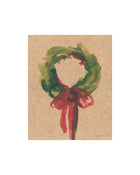 Wreath III green wreath with red bow art print, view 2