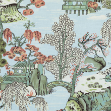 Ready to Ship, 16x16 Asian Scenic Pillow Cover in Spa Blue