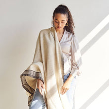 Seytu off white striped textured handloom throw – One Affirmation