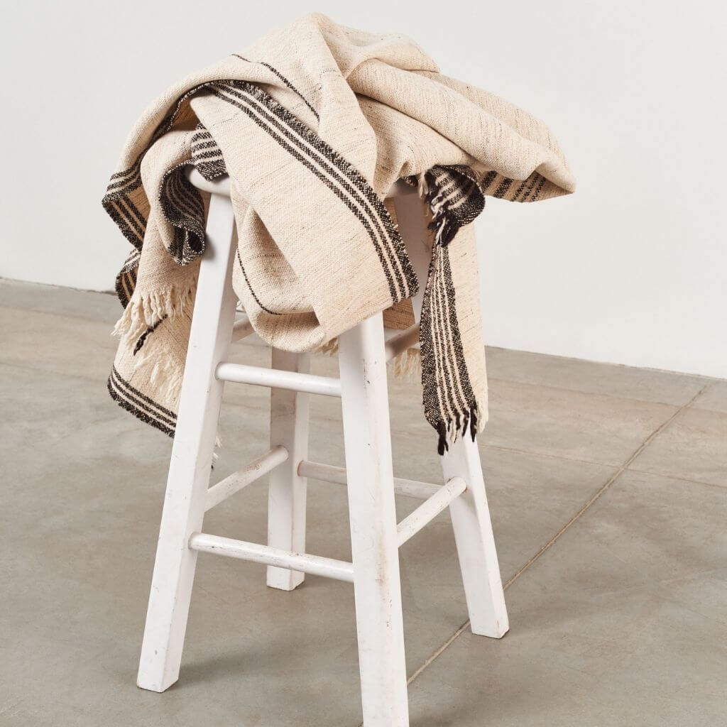 Seytu off white striped textured handloom throw – One Affirmation