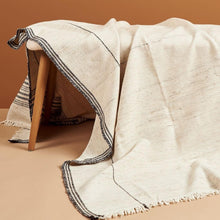 Seytu off white striped textured handloom throw – One Affirmation