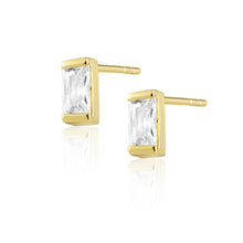 Sheila Baguette Stud gold earrings close-up