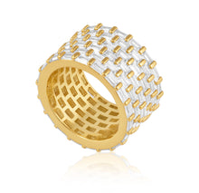 Wide CZ statement band ring displayed on neutral background