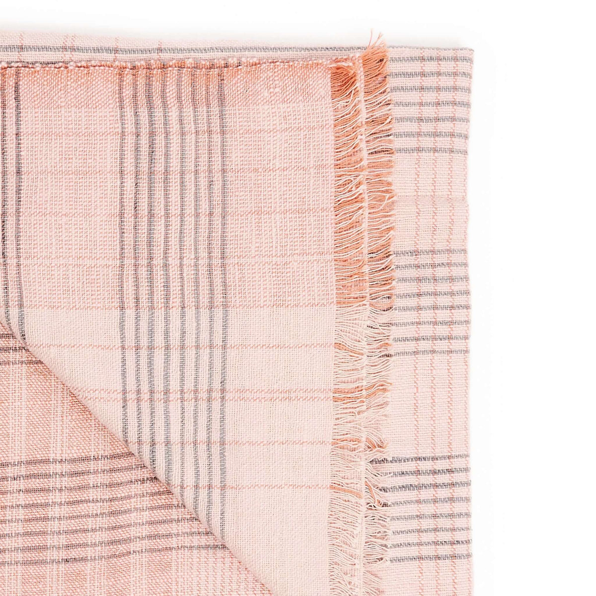 Silica Rose salmon pink and gray stripes handwoven merino throw – One Affirmation